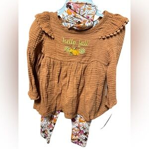 NWT Tahari Girl Fall Outfit with Matching Headband SZ 2T